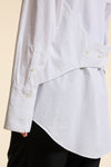 White Asymmetrical Collar Oversized Tailored Organic Poplin Shirt