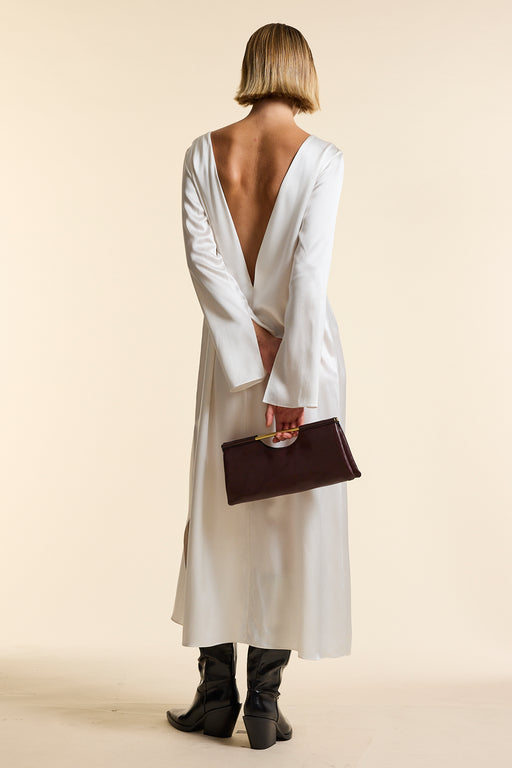 Ivory Silk V Back Dress