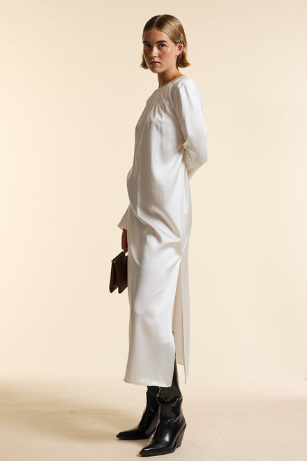 Ivory Silk V Back Dress