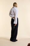 Navy Wool Wide Leg Trouser