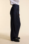 Navy Wool Wide Leg Trouser