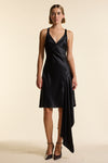 Black Silk Asymmetrical Strap Floaty Dress