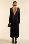 Black Silk V Back Dress
