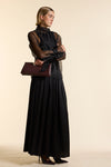 Black Organza Silk Tie Cuff Shirt