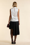 Ivory Silk Sleeveless Gathered Neck Top