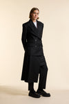 Black Wool Exaggerated Double Breasted Jacket