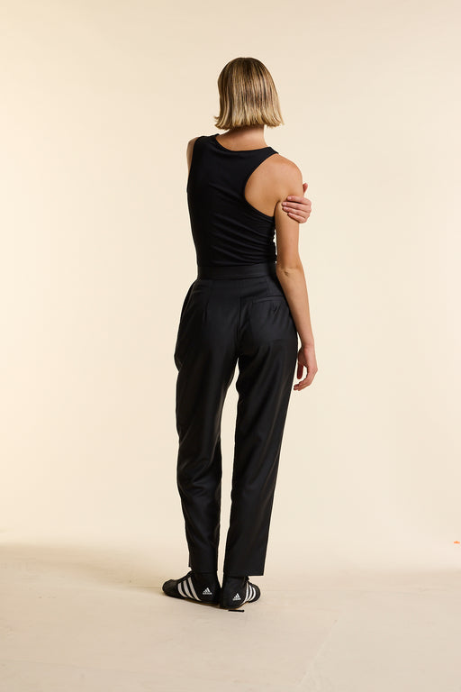 Black Wool Tapered Trouser