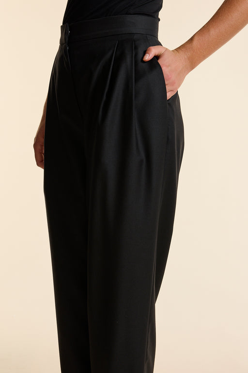Black Wool Tapered Trouser