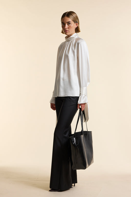 Ivory Silk Tie Cuff Shirt