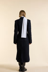 Navy Wool Double Breasted Sculpted Coat