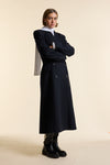 Navy Wool Double Breasted Sculpted Coat