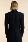 Navy Wool Double Breasted Sculpted Coat