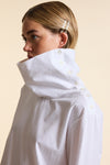 White Poplin Mock Neck Shirt