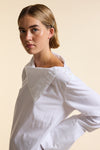 White Poplin Mock Neck Shirt