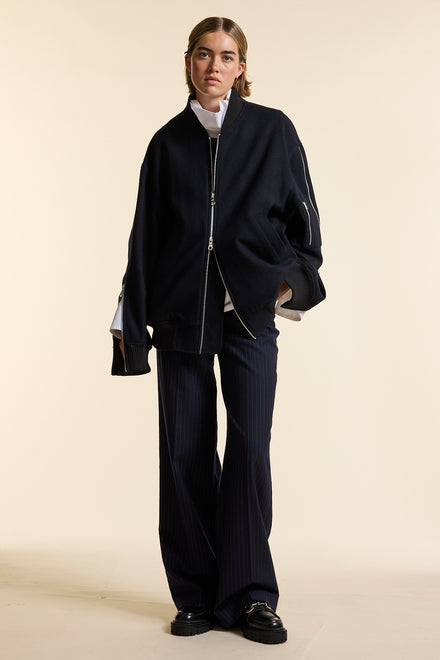 Navy Wool Zipster Bomber Jacket