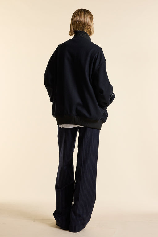 Navy Wool Zipster Bomber Jacket