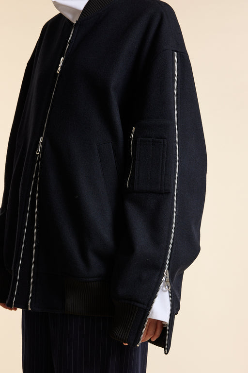 Navy Wool Zipster Bomber Jacket