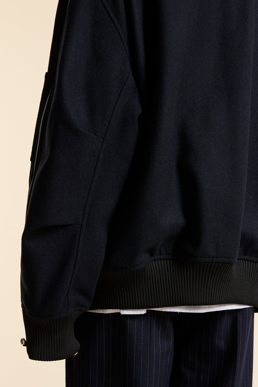 Navy Wool Zipster Bomber Jacket