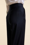 Navy Wool Wide Leg Trouser