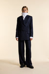 Navy Wool Wrap Jacket