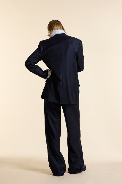 Navy Wool Wrap Jacket