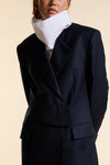 Navy Wool Wrap Jacket