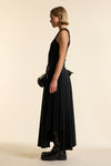 Black Wool Long Contrast Pleated Skirt