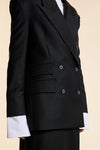 Black Wool Exaggerated Double Breasted Jacket