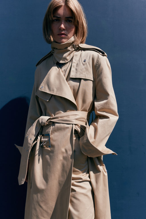 Khaki Oversized Cotton Trench Coat
