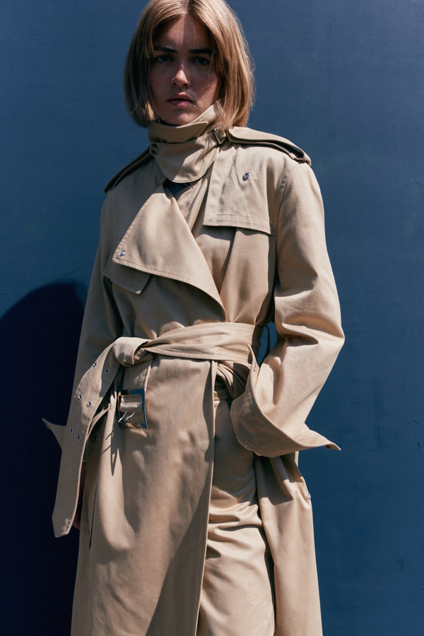 Khaki Oversized Cotton Trench Coat