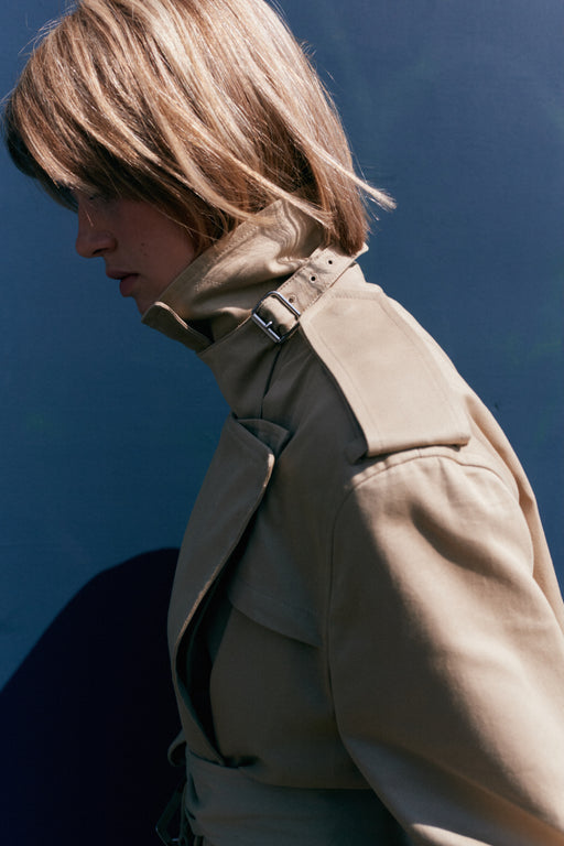 Khaki Oversized Cotton Trench Coat