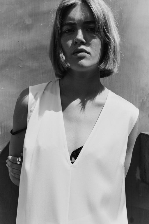 V Neck Ivory Silk Slip Dress