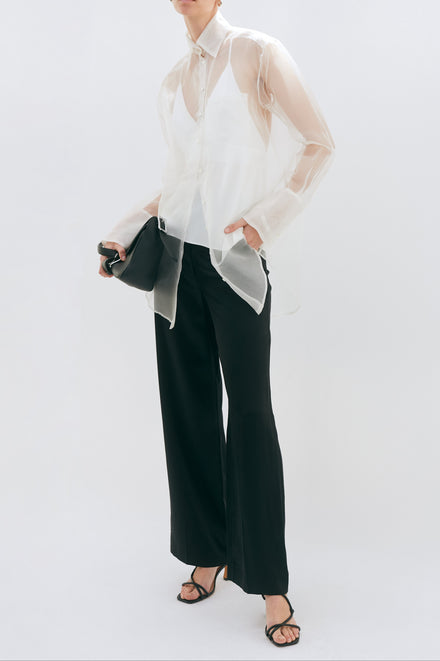 Ivory Organza Silk Oversized Tailored Shirt