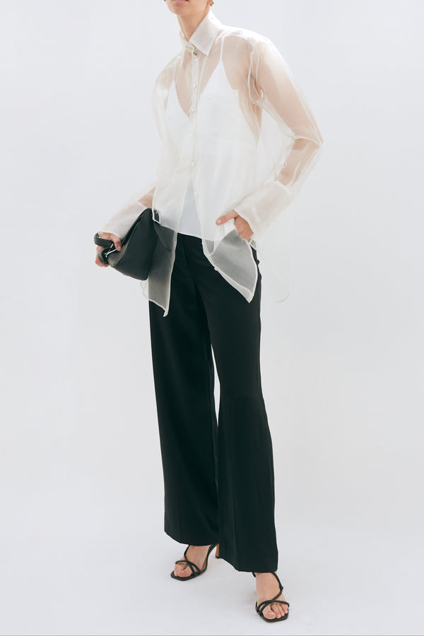 Ivory Organza Silk Oversized Tailored Shirt