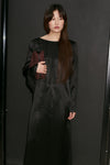 Black Silk V Back Dress