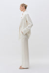 Ivory LP Printed Silk Wide Leg Tailored Trouser