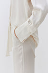 Ivory LP Printed Silk Wide Leg Tailored Trouser