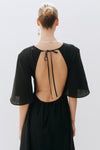 Open Back Black Linen Floaty Dress