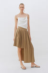 Khaki Exaggerated Contrast Pleated Skirt