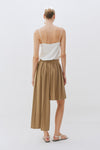 Khaki Exaggerated Contrast Pleated Skirt