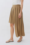 Khaki Exaggerated Contrast Pleated Skirt