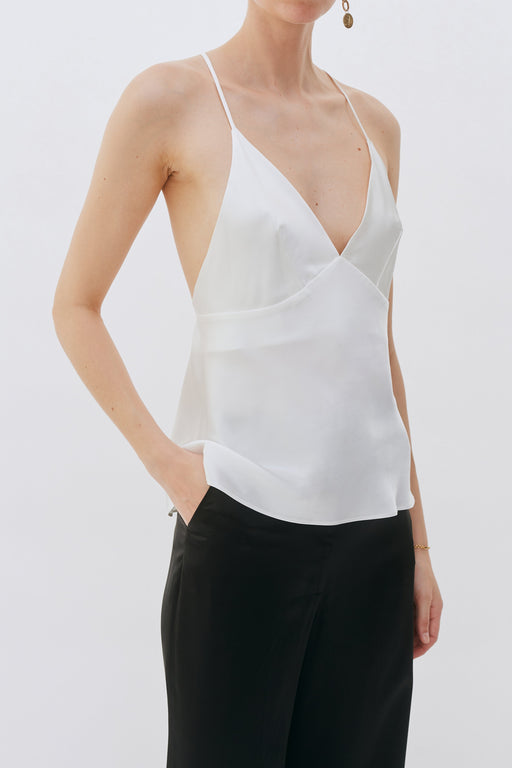 Ivory Silk V-Neck Camisole Top