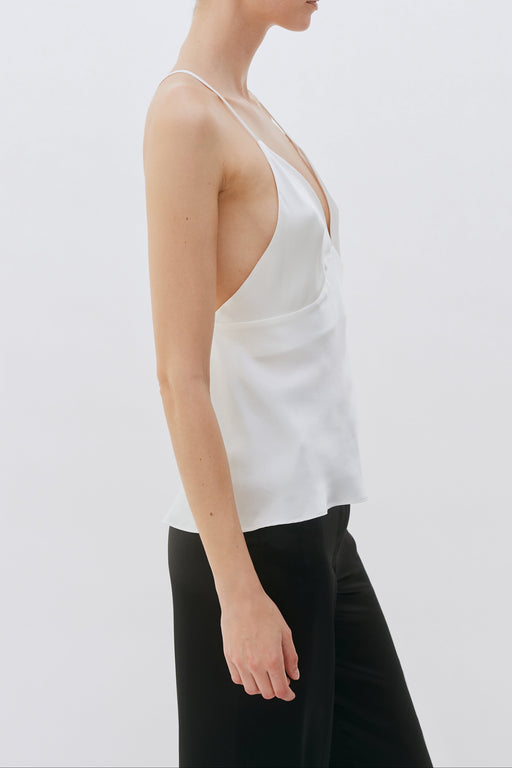 Ivory Silk V-Neck Camisole Top