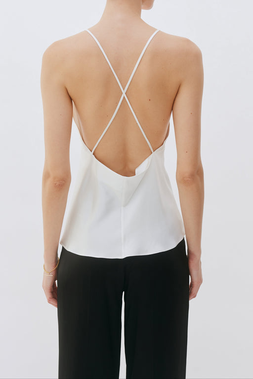 Ivory Silk V-Neck Camisole Top
