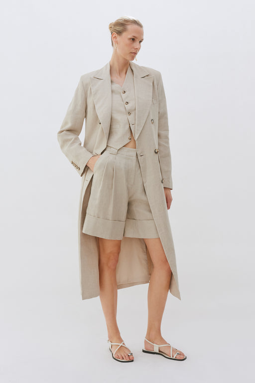 Linen Double Breasted Tailored Coat