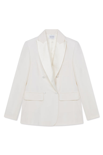 Ivory Double Breasted Tuxedo Jacket