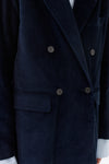 Organic Navy Cord Double Breasted Jacket