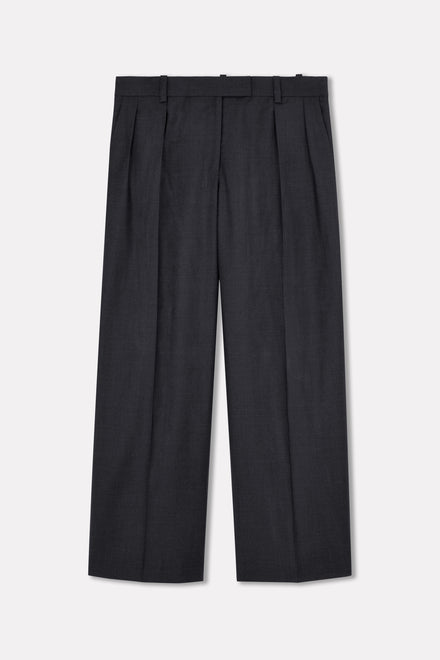 Grey Wool Pleated Trouser