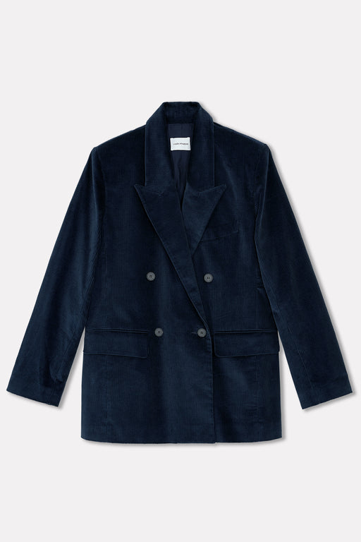 Organic Navy Cord Double Breasted Jacket