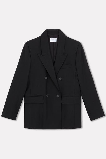 Black Wool Double Breasted Jacket